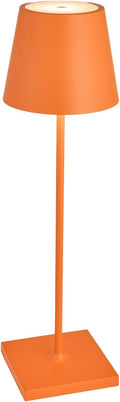 Zafferano, Poldina Pro Lamp, Rechargeable Cordless Table Lamp with Touch Controls, Suitable for Indoor and Outdoor, Dimmer, 2200-3000 K, Height 14.9 Inches, Orange Color