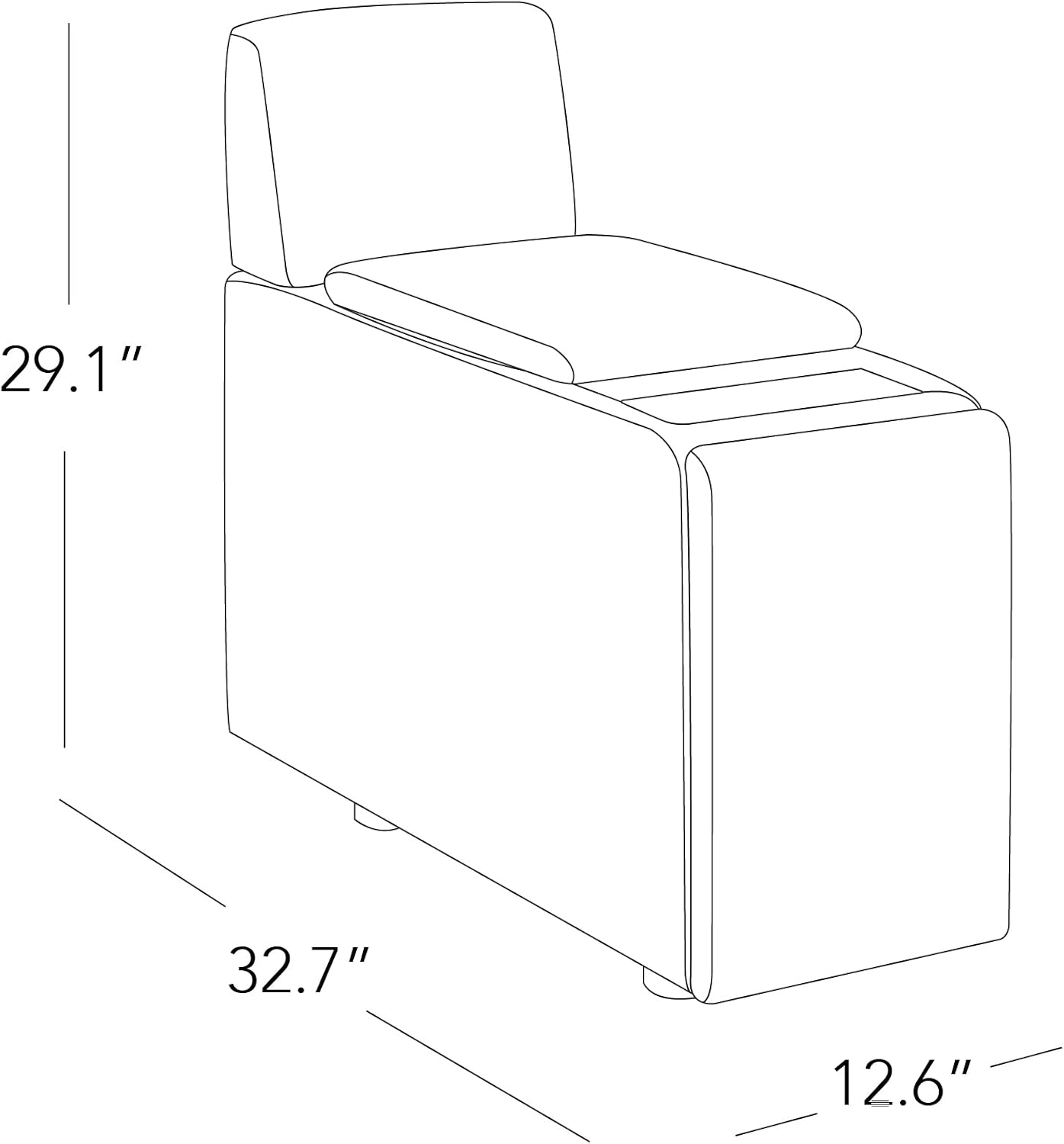 CHITA Versatile Storage Console for Modular Sofa, Multifunctional Side Table with Dual Cup Holders, Table, No Need Assembly, Grey