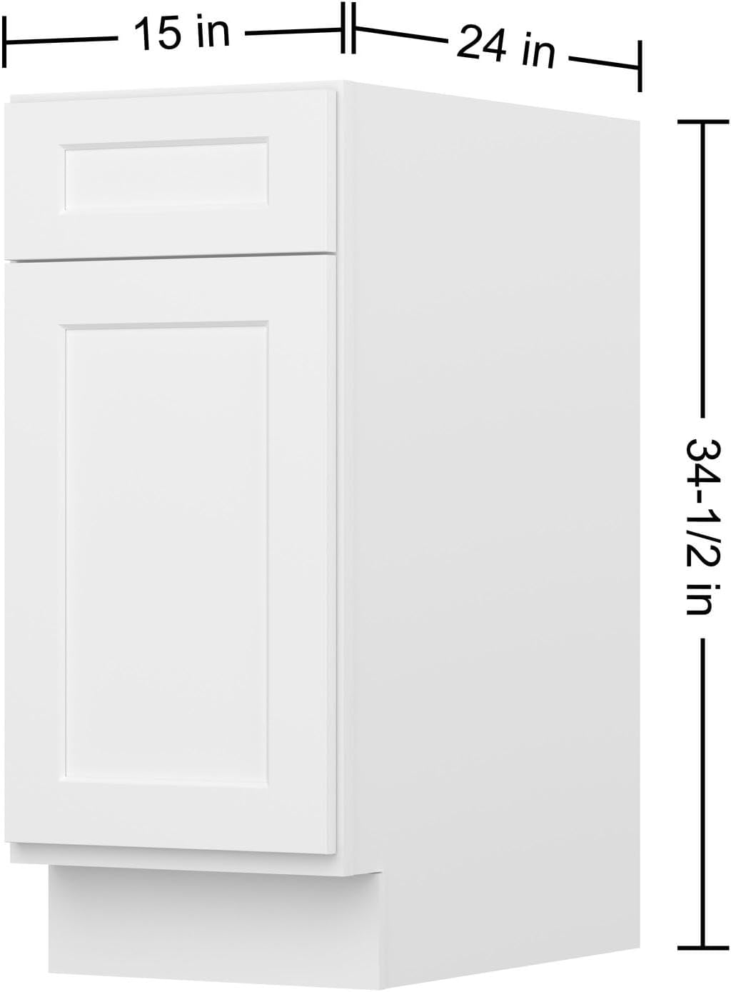 Furinno Shaker Drawer Base Kitchen Cabinet with 1-Door, Ready to Assemble, 24 D x 15 W x 34.5 H, White