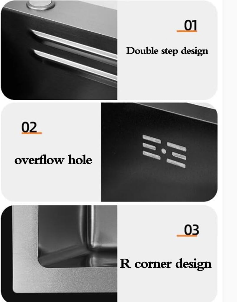Kitchen Sinks, Single Bowl Home Kitchen Waterfall Sink Stainless Steel Vegetable Washibasin Balcony Pool Large Capacity Single Bowl Sink (68 * 45 * 22Cm