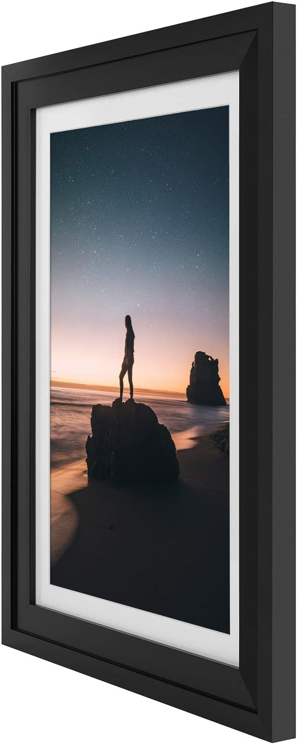 Golden State Art, 13x19 Picture Frame - Displays 11x17 Photo with Mat or 13x19 Without Mat, Wide Moulding Solid Wood Frame for Wall Display, Black (4 Packs)
