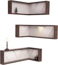 Wall Mounted Corner Shelf - Floating Shelves Save Space with Light Corner Display Shelf Stand Dustproof Storage, Heavy Duty Floating Shelves with LED Lights