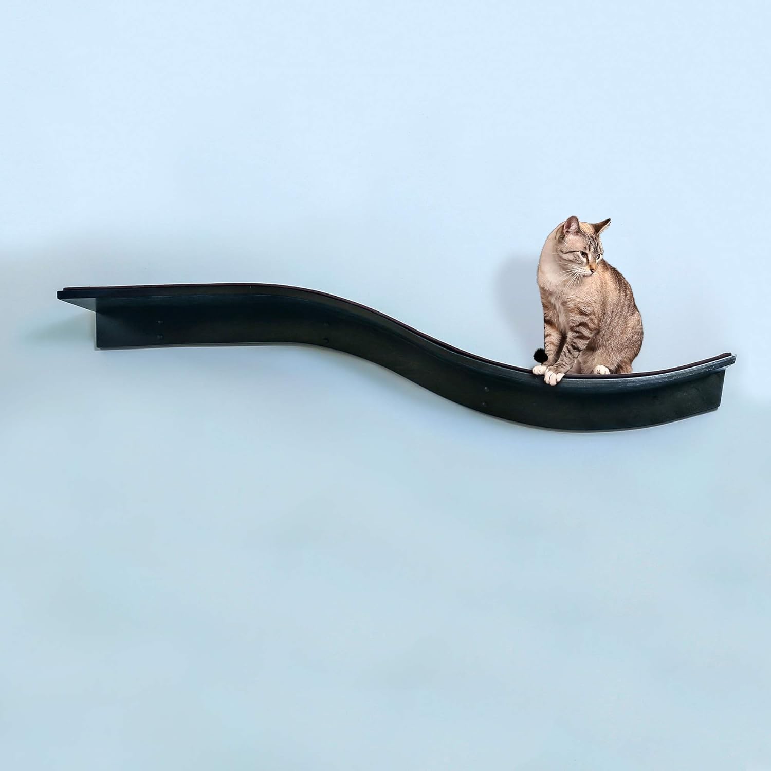 THE REFINED FELINE 60 Inch Lotus Branch Cat Shelf in Black Espresso with Replaceable Carpet, Playing, Climbing, & Lounging Cat Shelves And Perches For Wall, Cat Hammock Bed Furniture for Large Cats