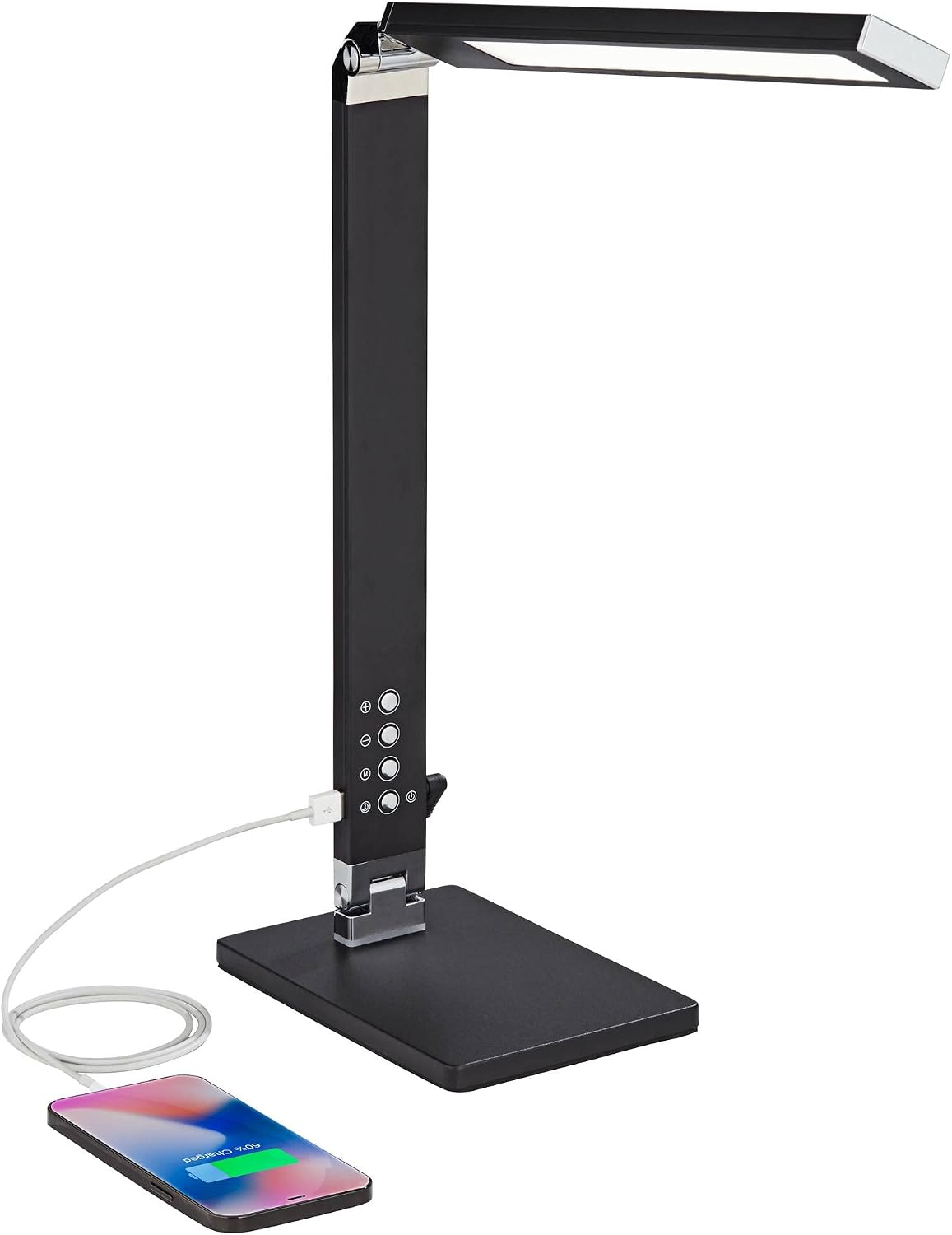 360 Lighting Jett Modern Desk Table Lamp 16 1/2' High with USB Charging Port and Nightlight LED Black Aluminum Touch On Off Dimmer for Bedroom House Bedside Nightstand Home Office Reading