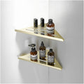 Gold Corner Shower Caddy Stainless Steel Bathroom Shelf Organizer Wall Mounted Floating Shelves for Shampoo Soap Storage Kitchen Spice Rack with Towel Bar Brushed Gold Finish