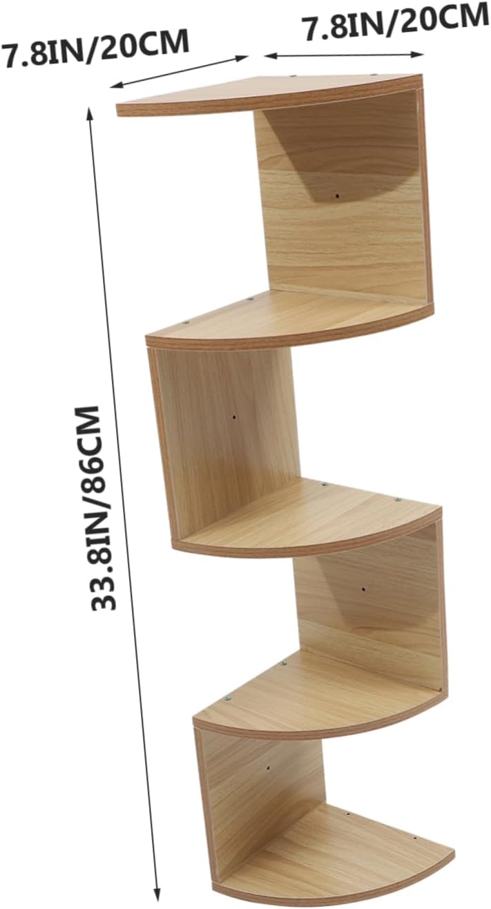 1set Creative Wooden Wall-Mounted Storage Rack Corner Shelf for Home Decor Elegant Display for Bedroom Kitchen Office and Bathroom Space-Saving Design Light Walnut Finish