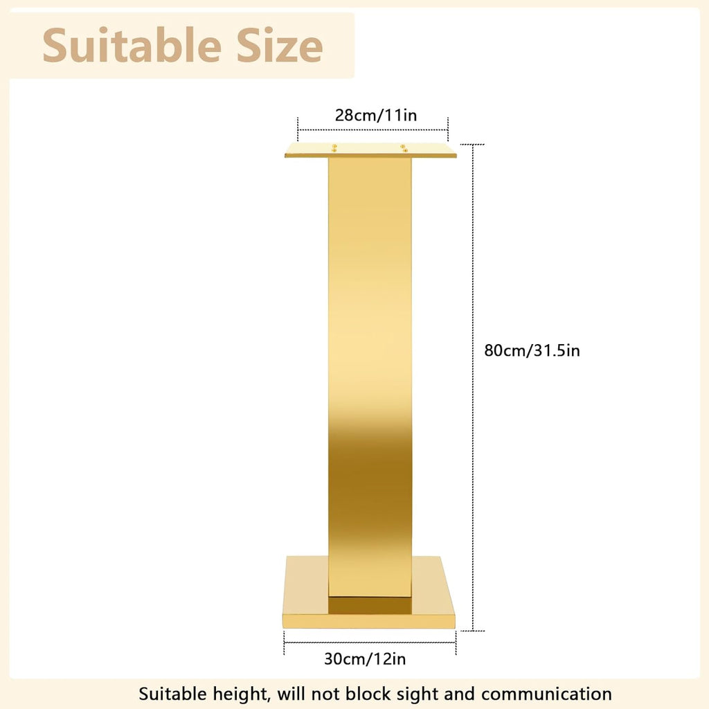 2PCS Tall Gold Vases for Centerpieces,31.5inch Stainless Steel Column Geometric Centerpieces Wedding Flower Stand Flower Floor Vase for Tables Wedding Anniversary Birthday Party Decor