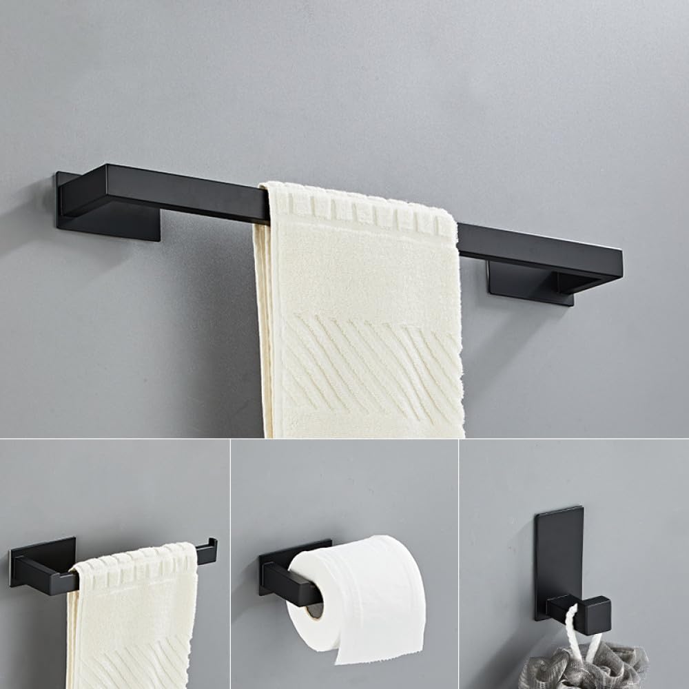 Bathroom Hardware Set Black Robe Hook Towel Rail Bar Rack Bar Shelf Tissue Paper Holder Toothbrush Holder Bathroom Accessories,B 4 Pieces
