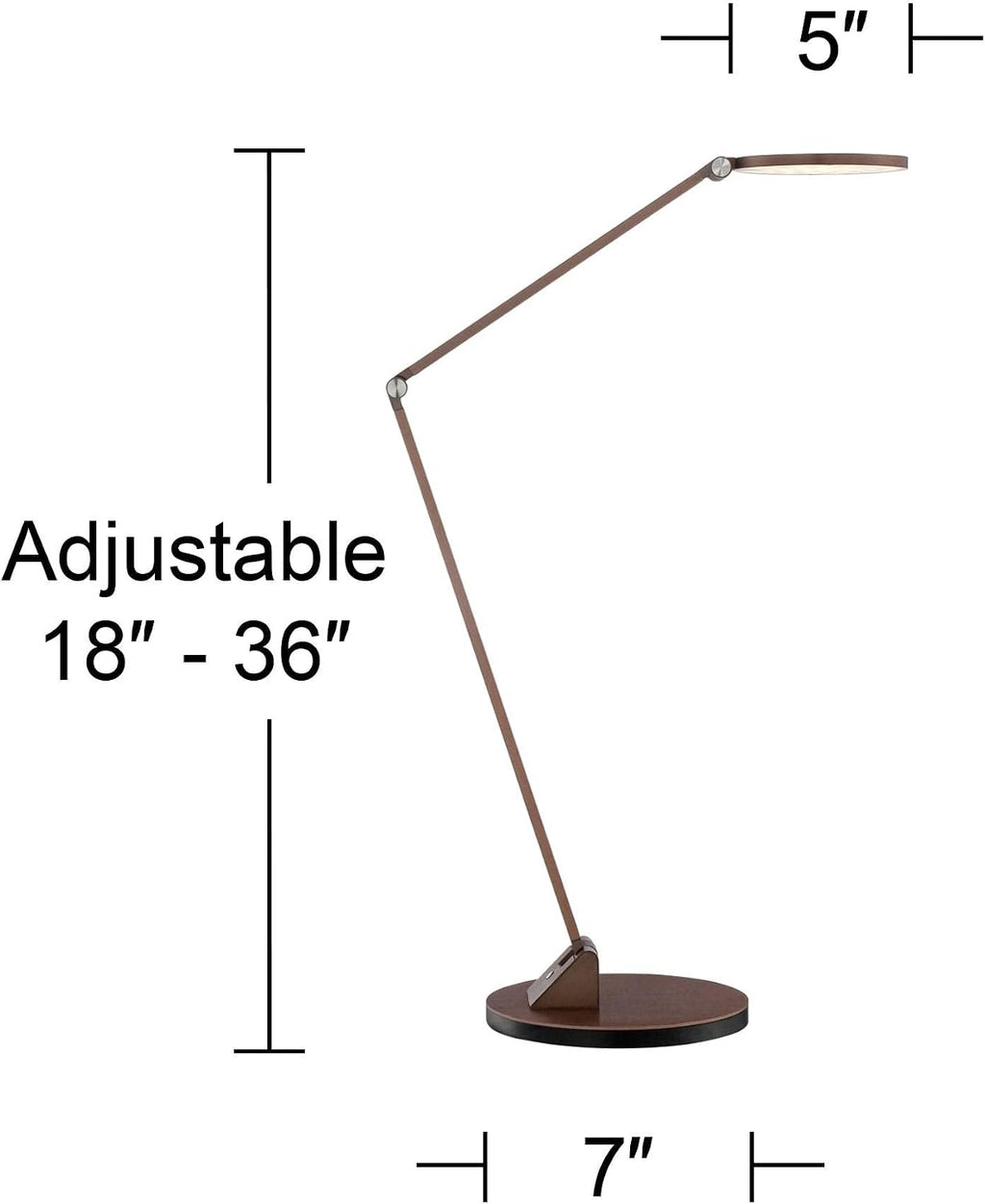 Possini Euro Design Magnum Modern Minimalist Desk Table Lamp LED Adjustable Arm Head 36' Tall French Bronze Brown Metal Decor for Living Room Bedroom House Bedside Nightstand Home Office Reading