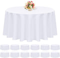 12 Pack 108 Inch White Polyester Round Tablecloths - Premium Stain & Wrinkle Resistant, Ideal for Weddings, Banquets, Parties