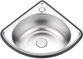 Stainless Steel Single Bowl Sink, Wall Mount Bathroom Corner Sink, Triangle Wash Basin, Small Sink with Faucet Combo, for Laundry Room Bar Kitchen (Color : Silver-C, Size : 34x34x15cm) (Silver a 3