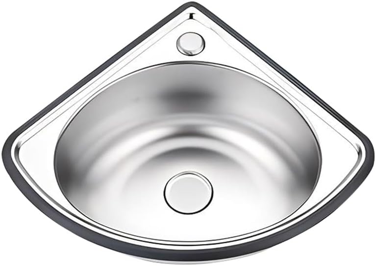 Stainless Steel Single Bowl Sink, Wall Mount Bathroom Corner Sink, Triangle Wash Basin, Small Sink with Faucet Combo, for Laundry Room Bar Kitchen (Color : Silver-C, Size : 34x34x15cm) (Silver a 3