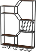 Wine Rack Bar Shelves Wall Mounted with Hanging Wine Glass Rack with Light Strip Whiskey Shelf Corner Bar Kitchen Storage Shelves Mini Bar Liquor Cabinet Bar Bottle Displ,Blackb100X20X130Cm