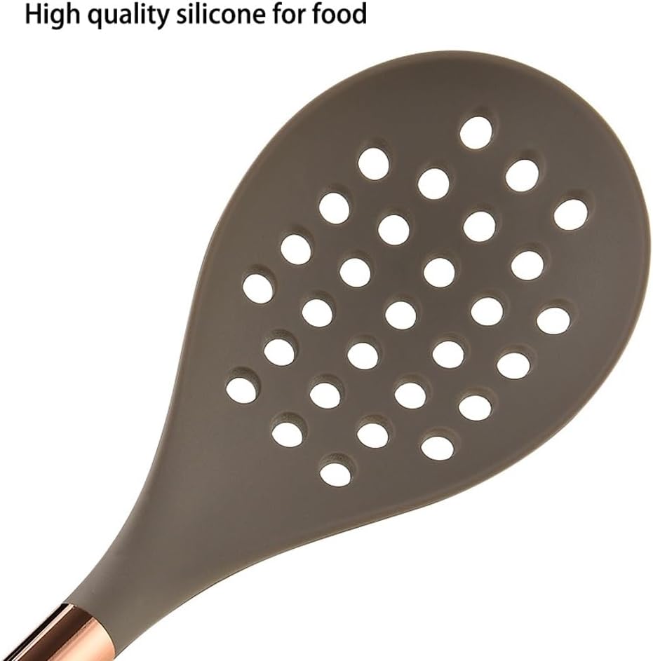 7PCS Silicone Cooking Utensils Set - 446°F Heat Resistant Kitchen Utensils Set - Perfect for Non-Stick Kitchen Cookware - Dishwasher Safe (Gray : Black)