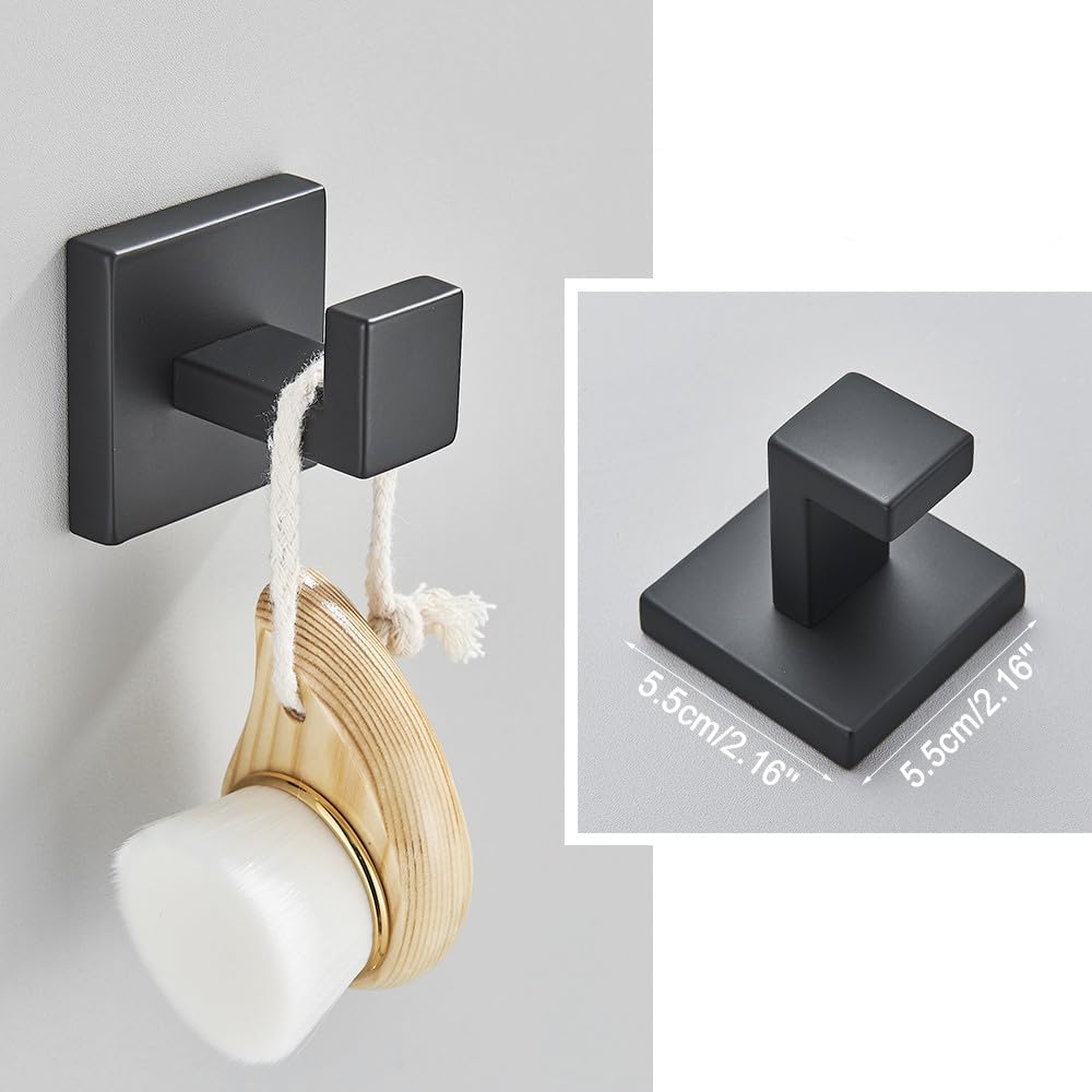 Black Bathroom 40cm Accessories Set Wall-Mount Stainless Steel Towel Bar Rack Toilet Roll Paper Holder Robe Hook Hanger Hardware,Double Towel Bar 40