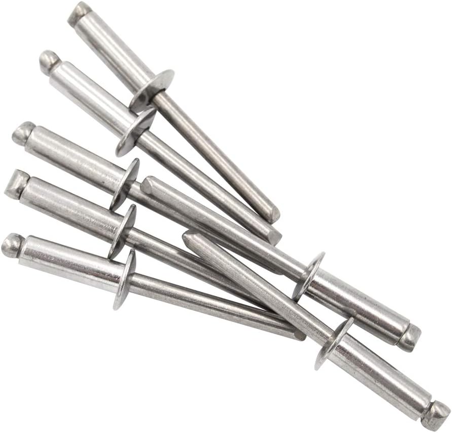 1000pcs Stainless Steel Open Type Blind Rivet Pop Rivet Domed Head 3/16' x 5/8' 4.8x16mm Diameter DIN 7337 ISO 15977