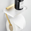 OAKITA Brushed Gold Metal Bathroom Towel Rack Wall Mounted Acrylic Easy Clean Phone Holder Fashion Bathroom Accessories Set,Paper Holder