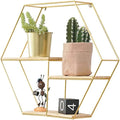 Cabilock Wall Mounted Shelves Floating Shelves Hanging Rack Shelf Rustic Flower Vase Hexagon Hive Wall Bracket for Living Room Bedroom Bathroom Kitchen Office Decorations 49 x 49 x 13 cm Metal Shelf