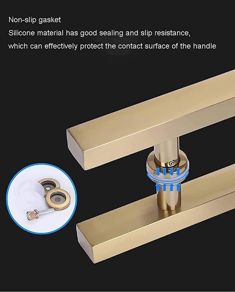 Door Handles Glass Door Handle Gold Stainless Steel Square Tube T Bar Door Pull Handles Shower Door Handle Sliding Door Wooden Door Barn Door Handle/100 * 70C(100 * 70cm
