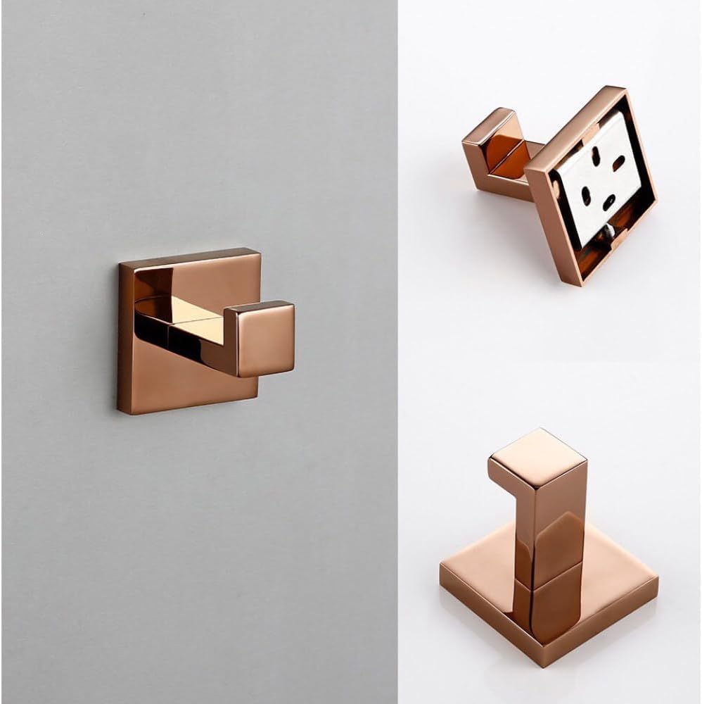 Rose Gold Stainless Steel Wall-Mounted Robe Hook Toilet Paper Holder Towel Bar Towel Ring Bathroom WC Accessories Sets,RG,Towel Bar