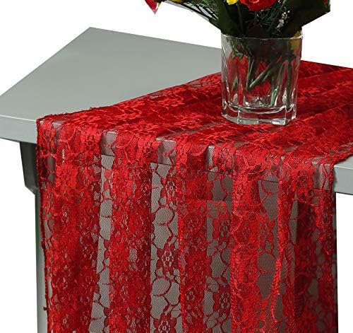 VDS Table Runner Lace Runner for Wedding Reception Party Table Decoration 27 x120 Inch (Pack of 15 Apple Red)