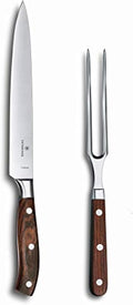 Victorinox Grand Maitre Carving Set - Knife Set for Kitchen Accessories - Includes Cooking Knife & Carving Fork - Premium Kitchen Utensils - Wooden Handle, 2-Piece Set