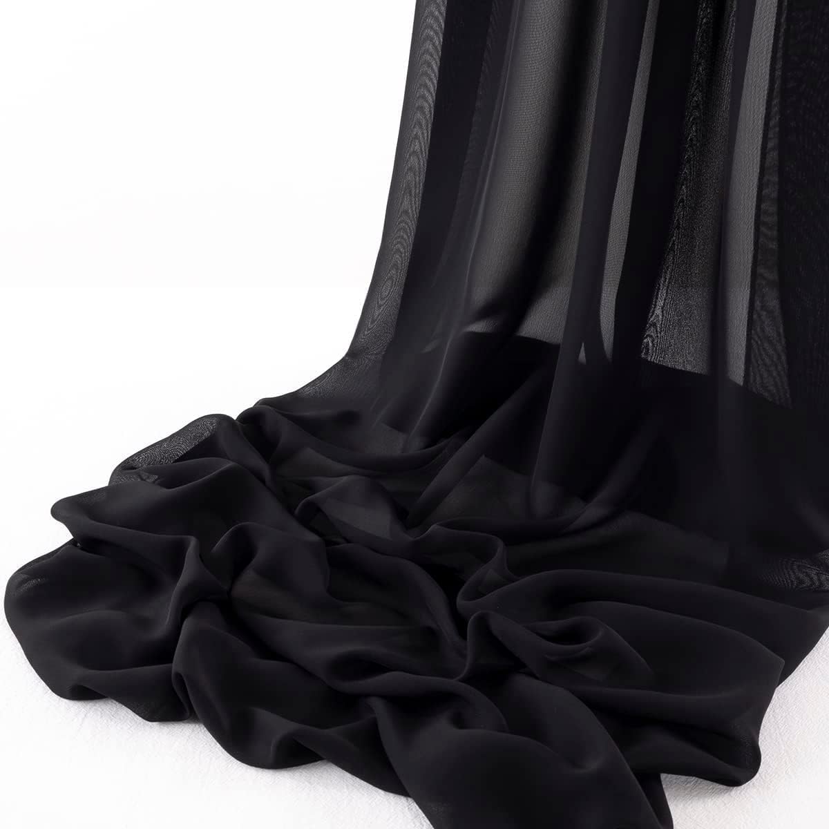 MDS Pack of 15 | Black |10ft Chiffon Table Runner 29x120 Inches Long Romantic Rustic Sheer Gauze Runner for Wedding Bridal Shower Birthday Banquets Engagement Spring Easter Boho Decorations