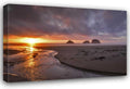 Terrill, Steve 40x27 Large Gallery Wrapped Stretched Canvas Art Titled: Oregon, Oceanside Sunset on Three Arch Rocks