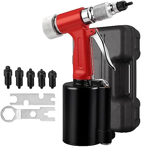 Hydraulic Pneumatic Rivet Gun Air Riveter Blinding Riveting Nuts Tool with 5PCS Metric Mandrels M4 M5 M6 M8 M10, Pop Rivet Nut Gun Riveting Machine