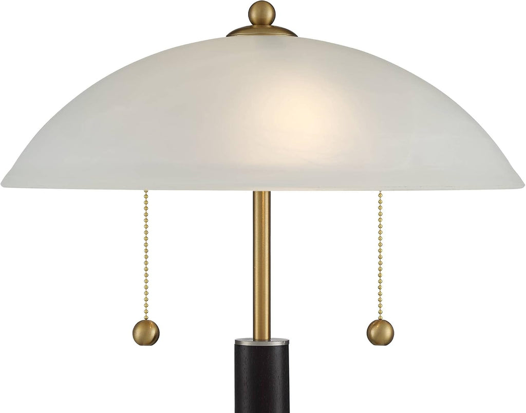 360 Lighting Orbital Mid Century Modern Desk Lamp 19 1/2' High Brown Wood Gold Metal White Frosted Glass Dome Shade for Bedroom Living Room Nightstand Bedside Night Stand Office Kids Room