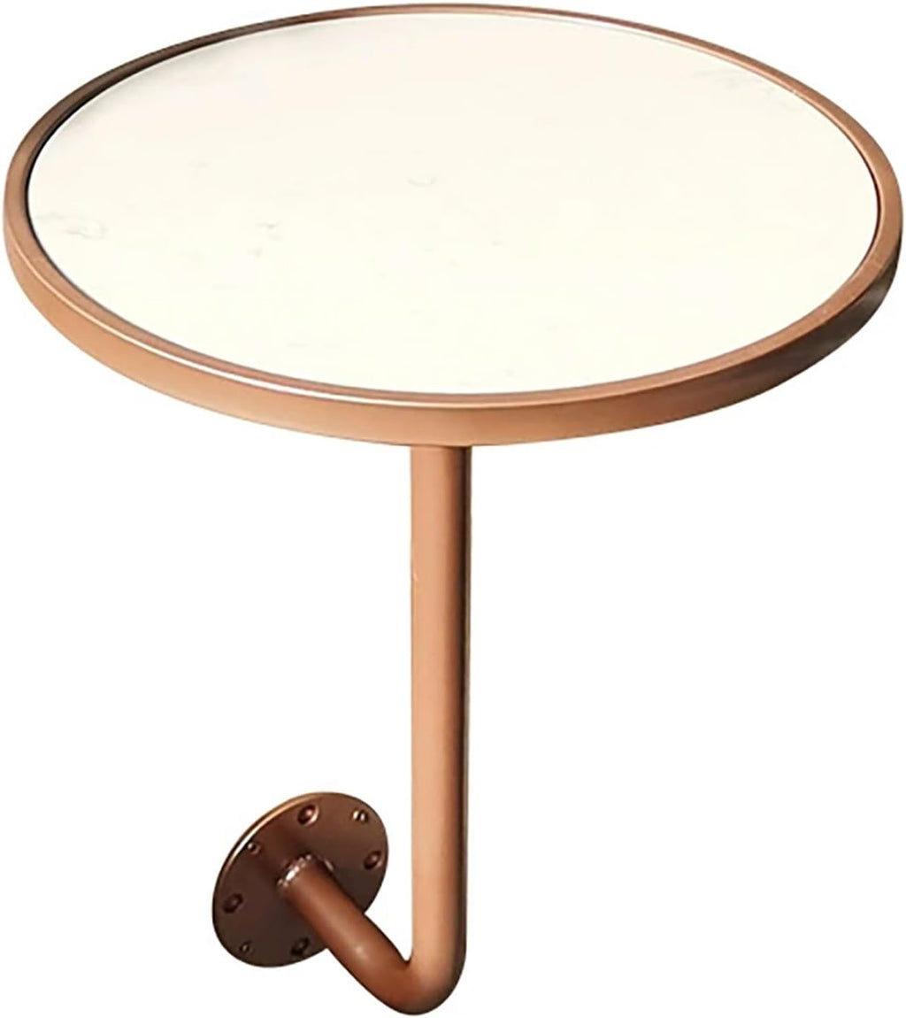 Light Luxury Wall-Mounted Side Table, Marble Cafe Bistro Table with Rose Gold Frame, Space-Saving Corner Desk for Coffee Shop, Living Room(White,40x45x20cm)