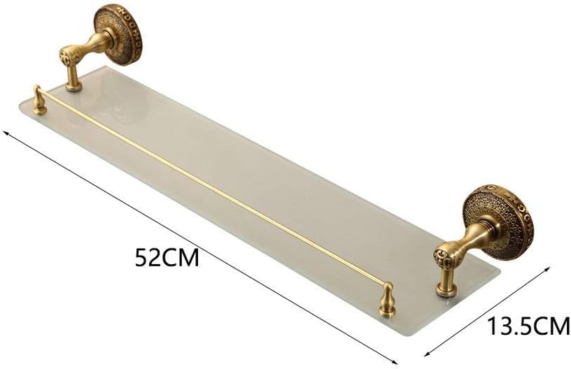 Vintage Bronze Brass Glass Holder Bathroom Shelf Wall Mounted Storage Stand Rack with Towel Bar Antique Solid Brass Rustproof Copper Floating Shelving for Cosmetics