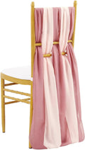 12pcs Chiffon Chair Sashes Wedding Decors 30x270cm Table Runner for Party Banquet Event Baby Shower Holiday Decor, Dusty Rose Pink,12pcs