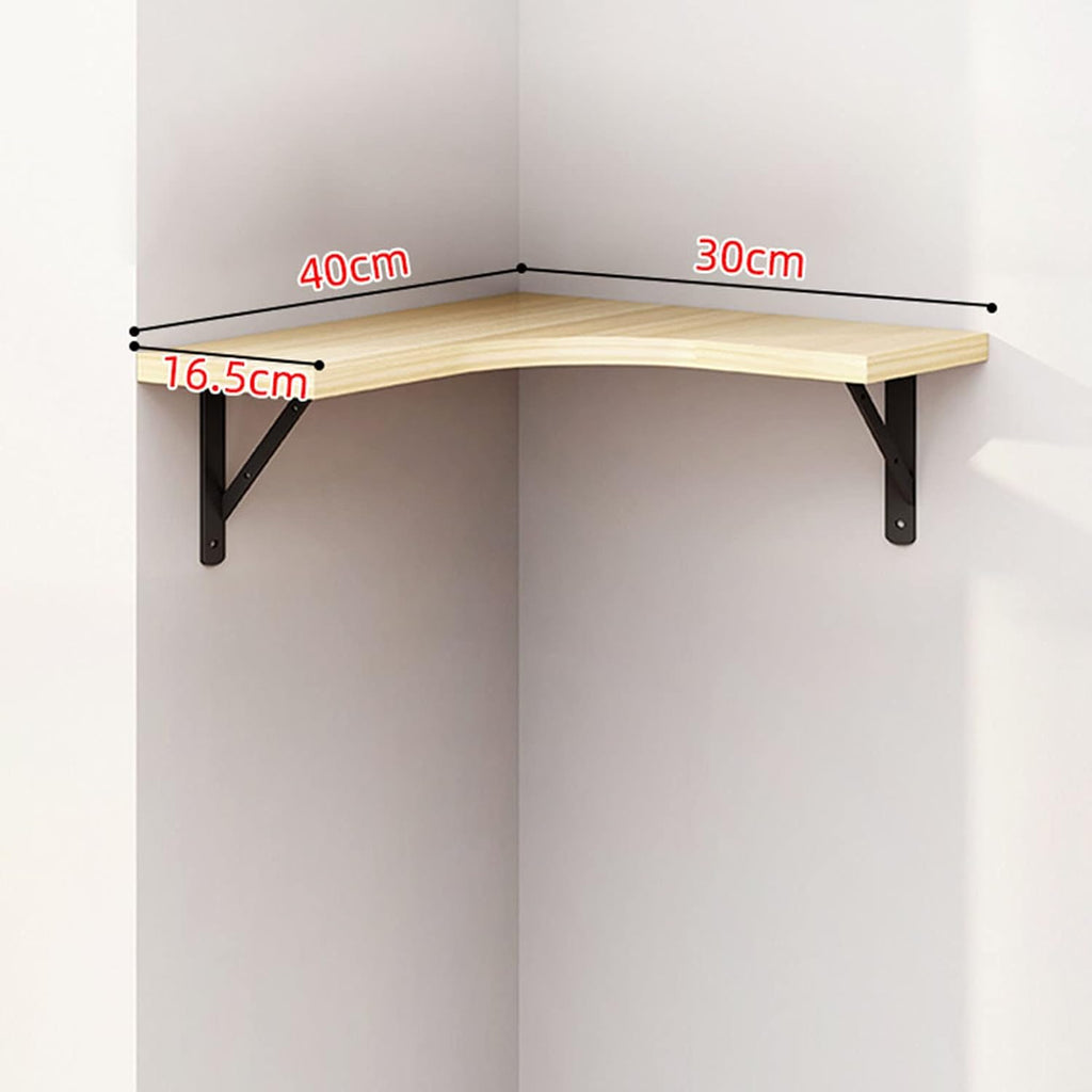 Floating Corner Bookshelf Wall Mounted Wood Shelf for Bedroom Living Room Office Bathroom Light Walnut 1 Tier Space Saving Storage Solution