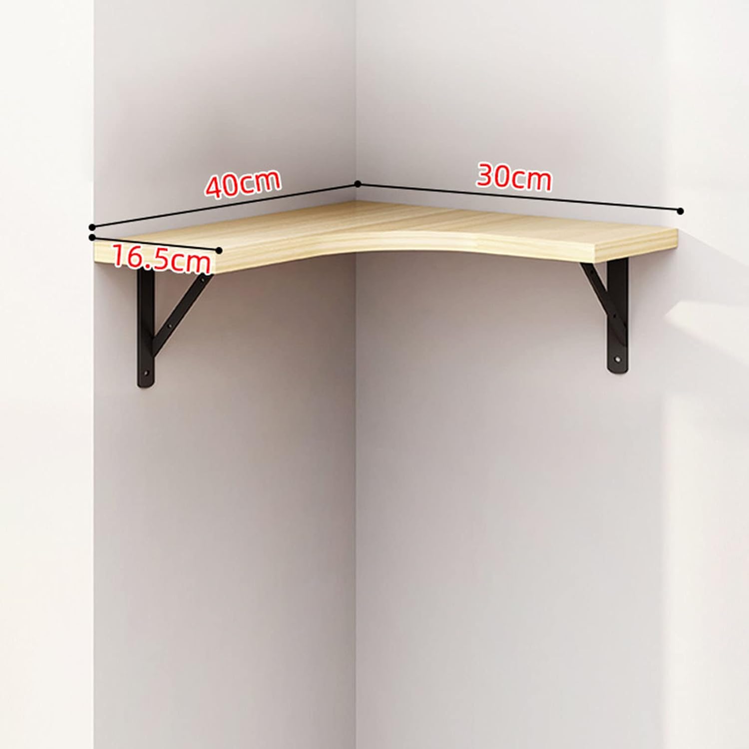Floating Corner Bookshelf Wall Mounted Wood Shelf for Bedroom Living Room Office Bathroom Light Walnut 1 Tier Space Saving Storage Solution