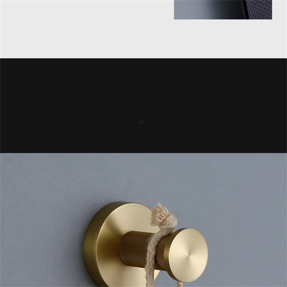 Gold Bathroom Hardware Accessories Set with Knurled Brass Finish Includes Towel Bar Towel Ring Robe Hook Paper Holder and Toilet Brush Holder (Kit 45)