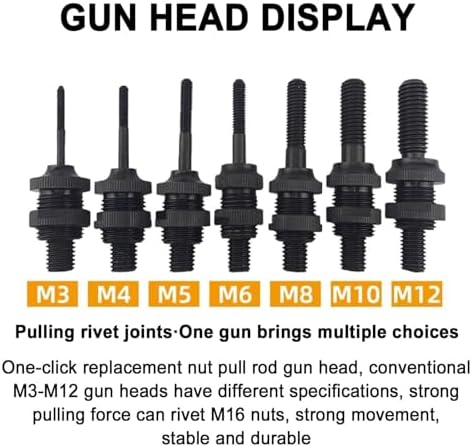 Heavy Duty Air Hydraulic Rivet Nut Tool Kit - Powerful Pop Rivet Gun with 7 Replaceable Nozzles Automatic Air Rivet Hammer for Construction & Repair (Blue)
