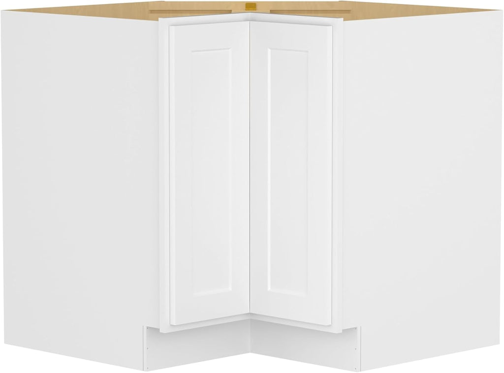 Furinno Shaker EZ Reach Base Corner Diagonal Kitchen Cabinet, Ready to Assemble, 24 D x 33 W x 34.5 H, White