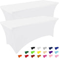 Smiry 12 Pack Spandex Table Cloth 6FT, Elastic Fitted Stretch Tablecloths, Washable and Wrinkle Free Rectangular Patio Table Cover for Outdoor, Wedding, Banquet & Parties (White, 72Lx30Wx30H Inch)