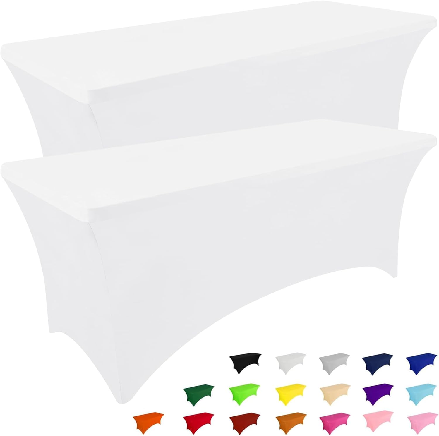 Smiry 12 Pack Spandex Table Cloth 6FT, Elastic Fitted Stretch Tablecloths, Washable and Wrinkle Free Rectangular Patio Table Cover for Outdoor, Wedding, Banquet & Parties (White, 72Lx30Wx30H Inch)