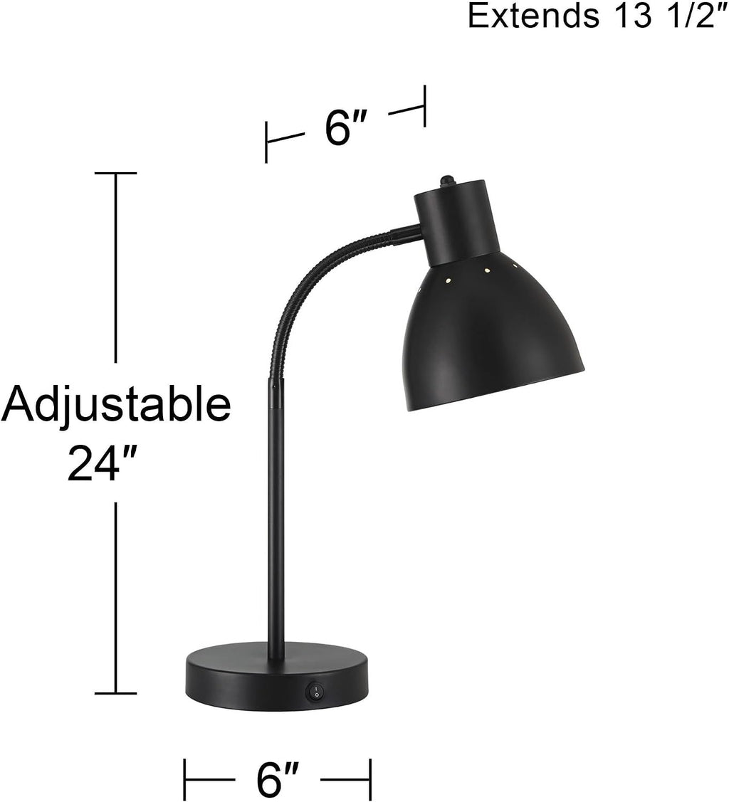 360 Lighting Piper 24' High Gooseneck Small Modern Set of 2 Desk Lamps with USB Charging Ports A+C Black Metal Shade Home Office Living Room Bedroom Bedside Nightstand House Reading Kitchen Entryway