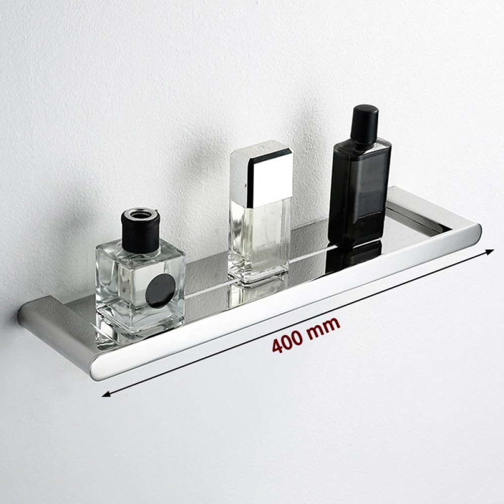 Silvery Mirror Chrome Polished Bathroom Hardware Set Towel Rack Toilet Paper Holder Soap Dish Towel Bar Hook Bathroom Hardware,400mm Shelf
