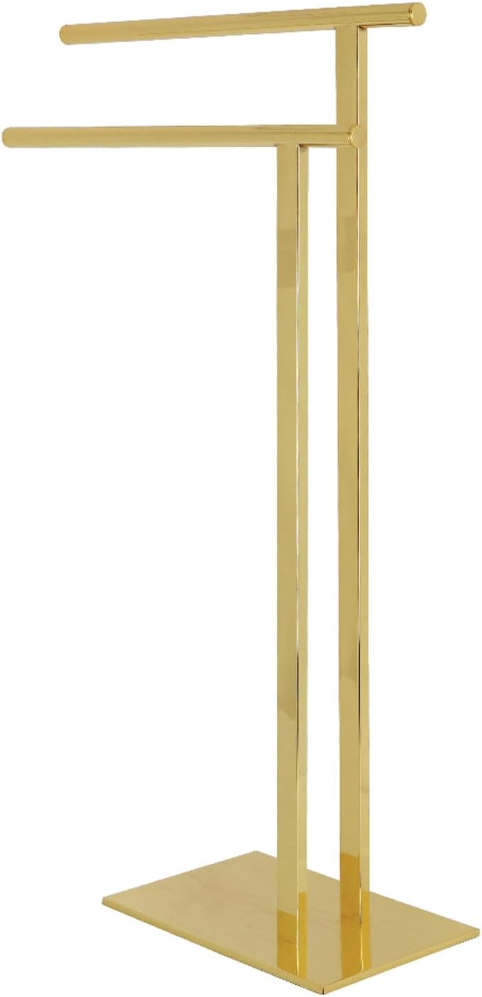 Kingston Brass SCC6032 Edenscape 32-7/16' Freestanding Pedestal 2-Tier L-Shape Towel Rack, Polished Brass