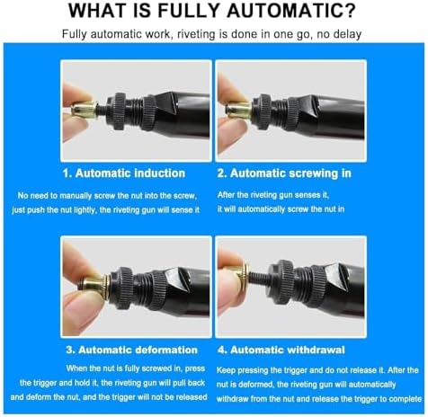 Heavy Duty Air Hydraulic Rivet Nut Tool Kit - Powerful Pop Rivet Gun with 7 Replaceable Nozzles & Toolbox - Automatic Air Rivet Hammer for Construction & DIY Projects (Blue)