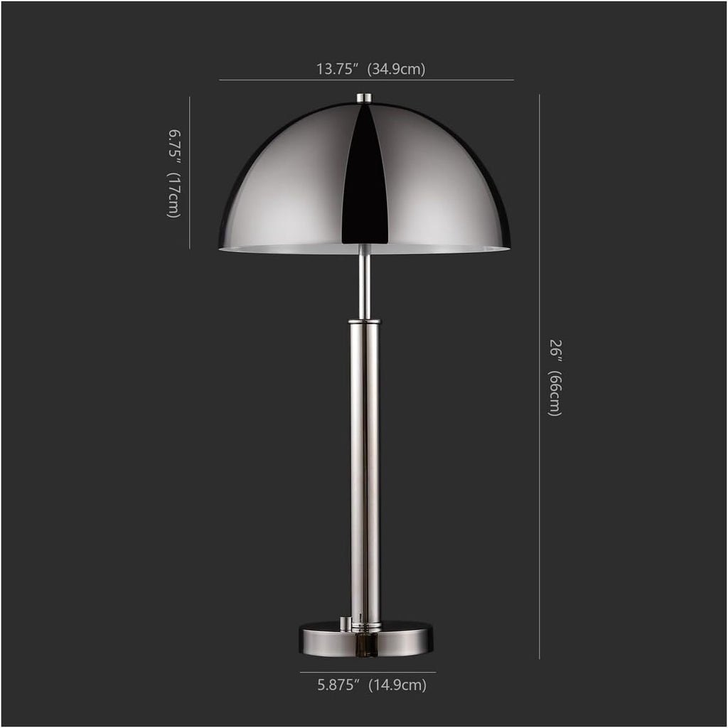 SAFAVIEH Couture Lighting Collection Harvey Modern Metal Dome Nickel 26-inch Bedroom Living Room Home Office Desk Nightstand Table Lamp (LED Bulb Included)