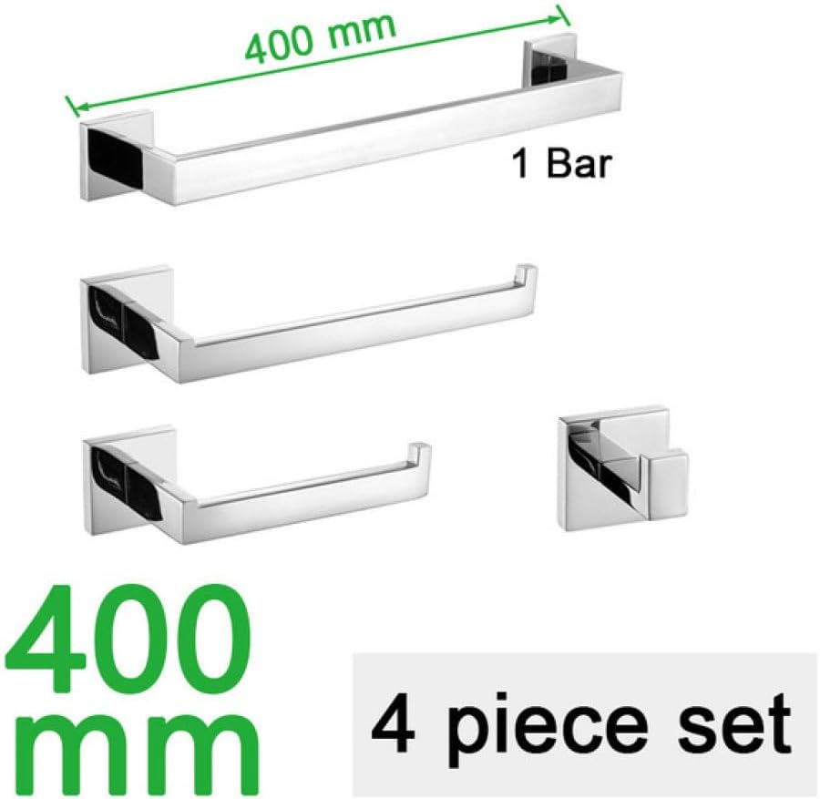 Stainless Steel Bathroom Hardware Mirror Chrome Polished Towel Rack Toilet Paper Holder Towel Bar Hook Bathroom Accessories,4 Piece Set 40cm