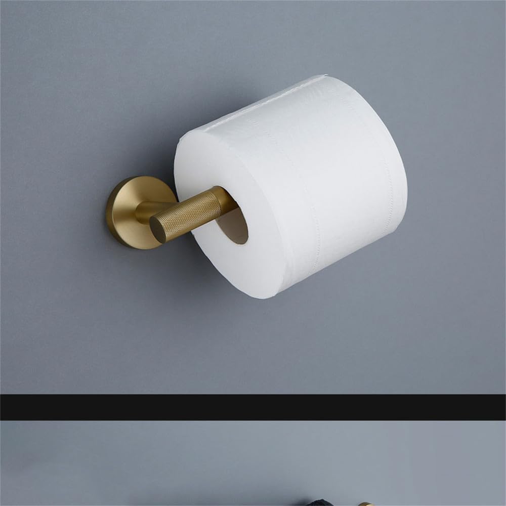 Gold Bathroom Hardware Accessories Set with Knurled Brass Finish Includes Towel Bar Towel Ring Robe Hook Paper Holder and Toilet Brush Holder (Kit 45)