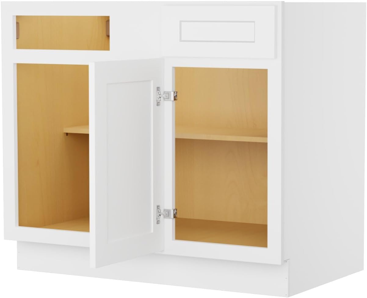 Furinno Shaker Blind Bases Kitchen Cabinet, Ready to Assemble, 24 D x 39 W x 34.5 H, White