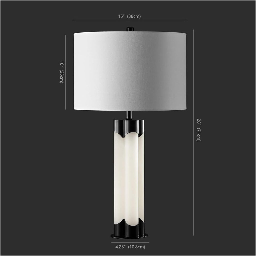 SAFAVIEH Couture Lighting Collection Chavez Alabaster/Black 28-inch Bedroom Living Room Home Office Desk Nightstand Table Lamp (LED Bulb Included)
