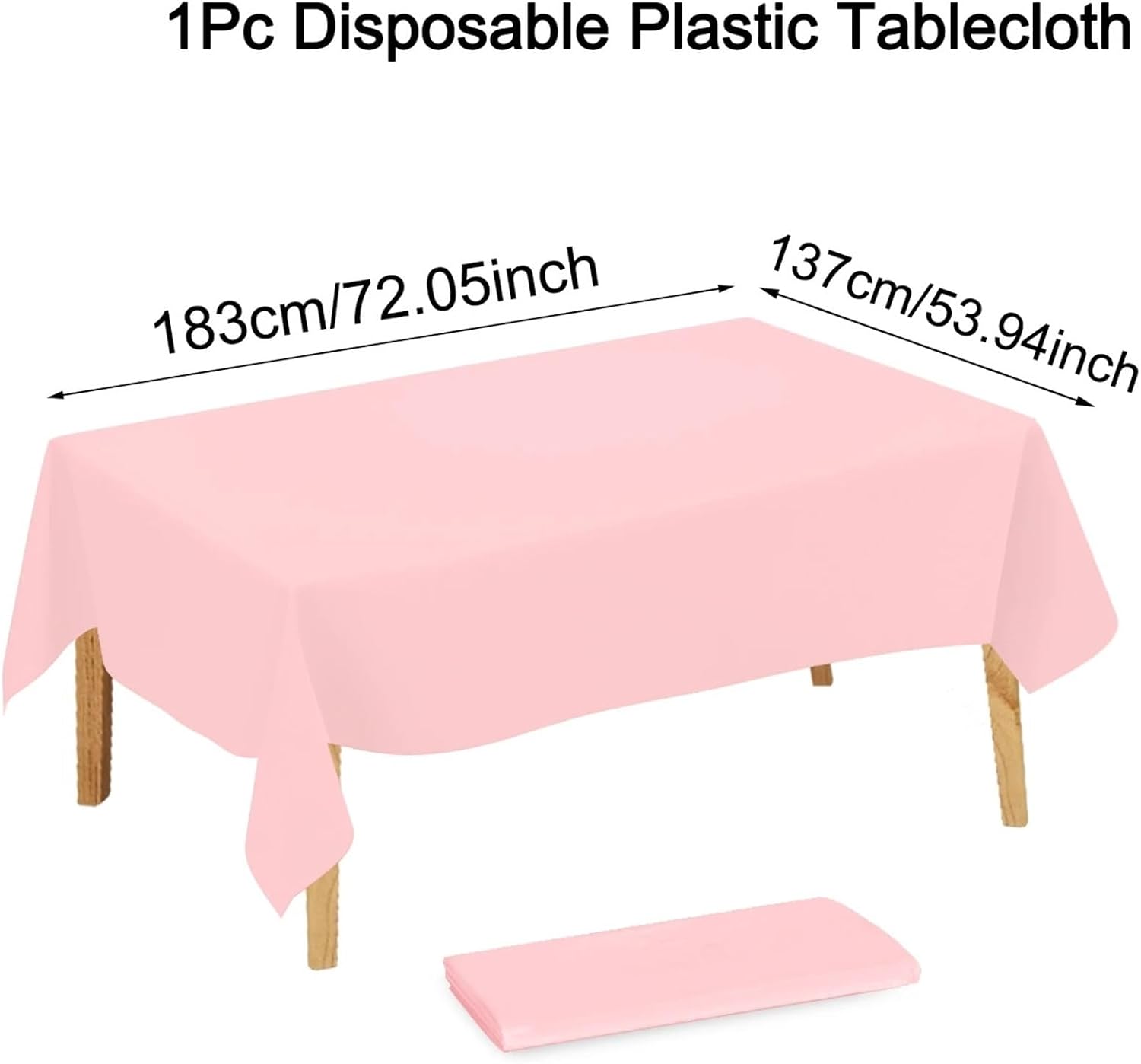 Disposable Plastic Tablecloths 15Pcs183×137cm Solid Pink Tablecovers Plastic Tablecloth for Wedding Decoration Girls Adult Birthday Party Supplies Table Decor